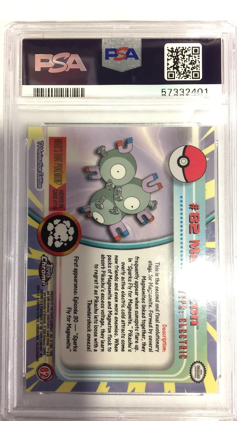 2000 Topps Chrome Pokemon T.v. 82 Magneton PSA 10