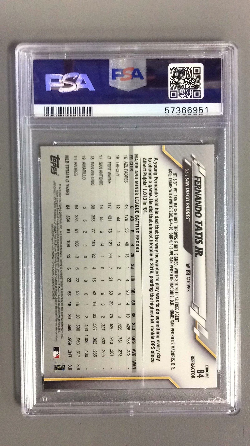2020 Topps Chrome 84 Fernando Tatis Jr. Refractor PSA 9