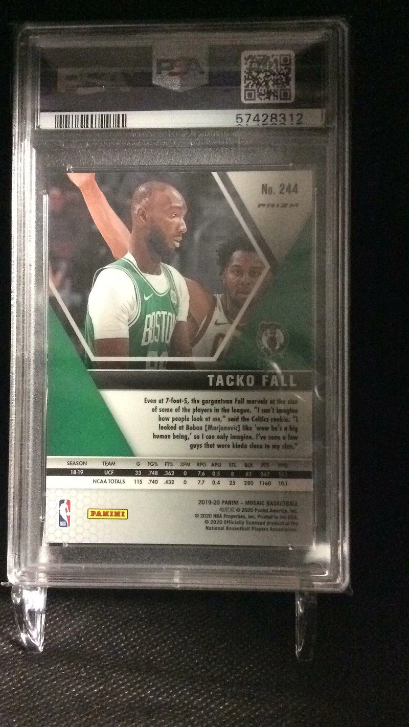 2019 Panini Mosaic 244 Tacko Fall Silver Prizm PSA 9