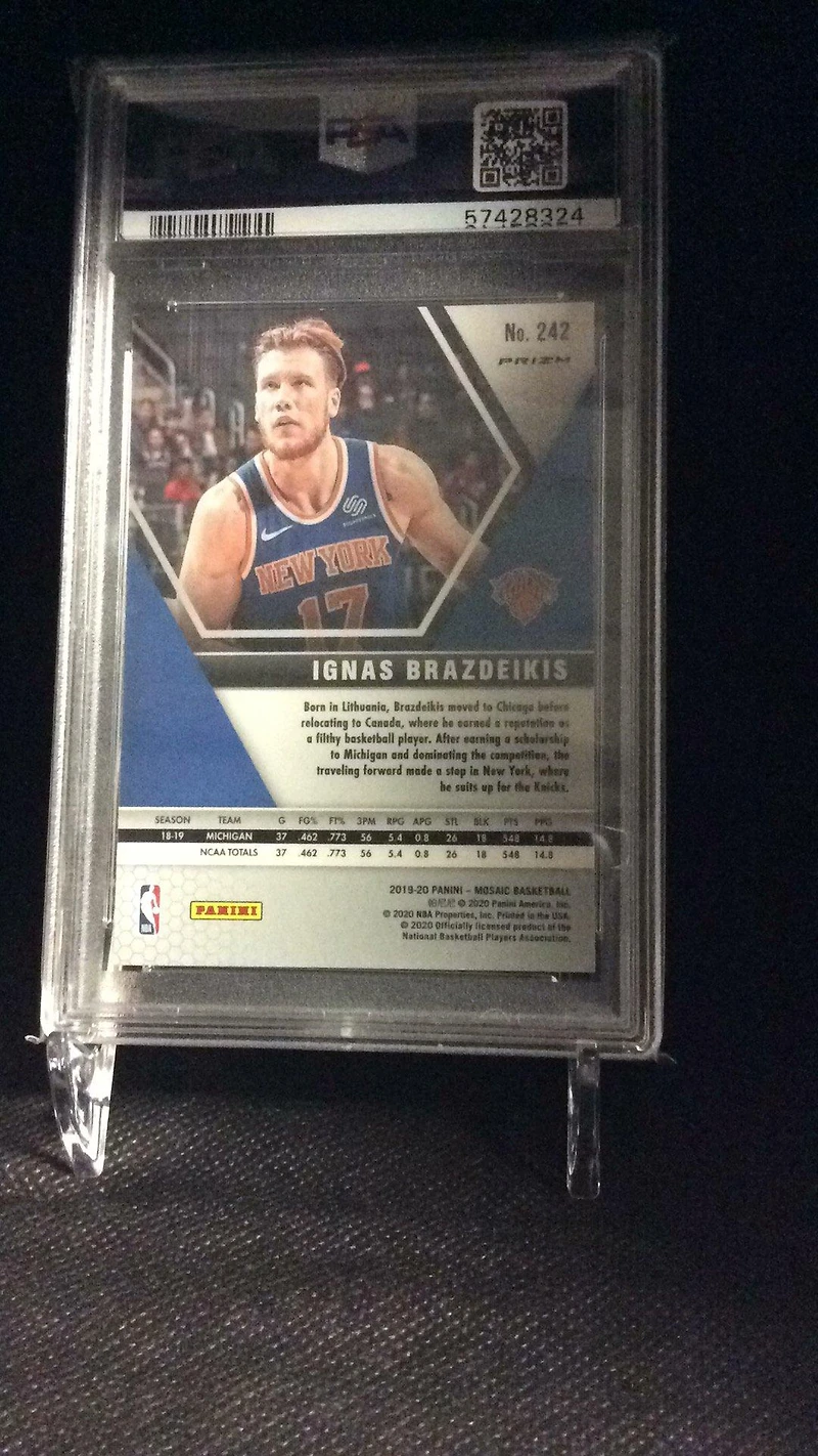 2019 Panini Mosaic 242 Ignas Brazdeikis Pink Camo PSA 9