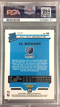 2019 Panini Donruss Optic 168 Ja Morant Purple Shock PSA 10