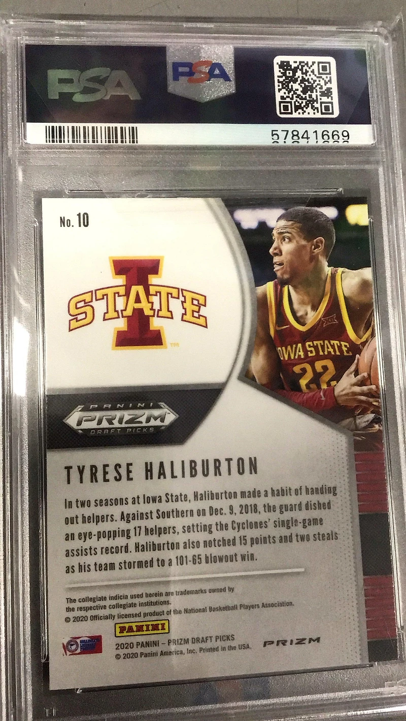 2020 Panini Prizm Draft Picks 10 Tyrese Haliburton PSA 10