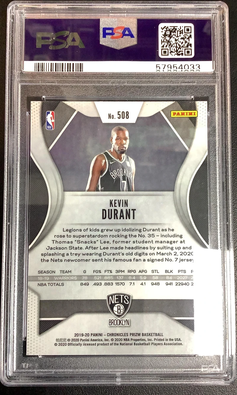 2019 Panini Chronicles 508 Kevin Durant PSA 10