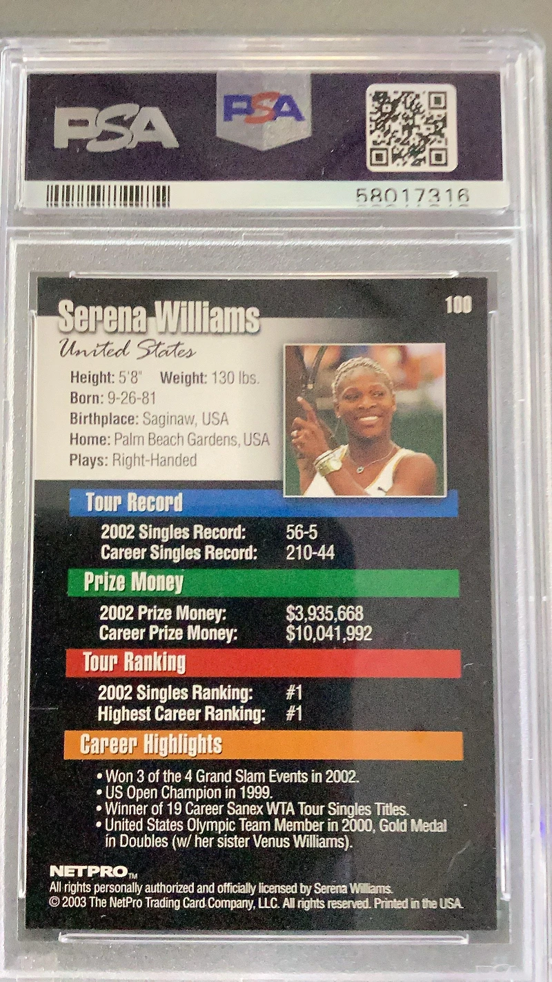 2003 Netpro 100 Serena Williams PSA 9