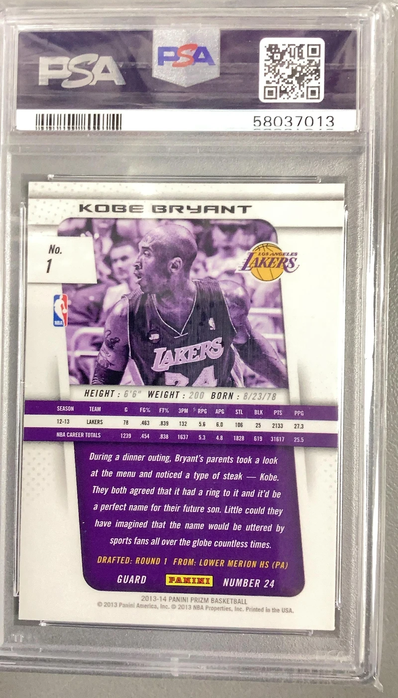 2013 Panini Prizm 1 Kobe Bryant PSA 10