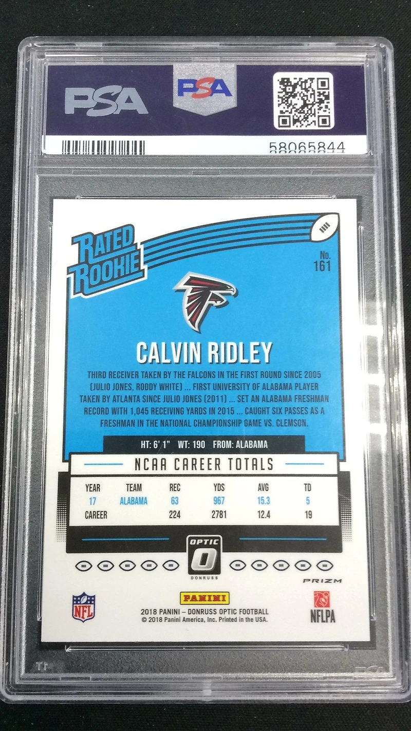 2018 Panini Donruss Optic 161 Calvin Ridley Red/yellow PSA 10