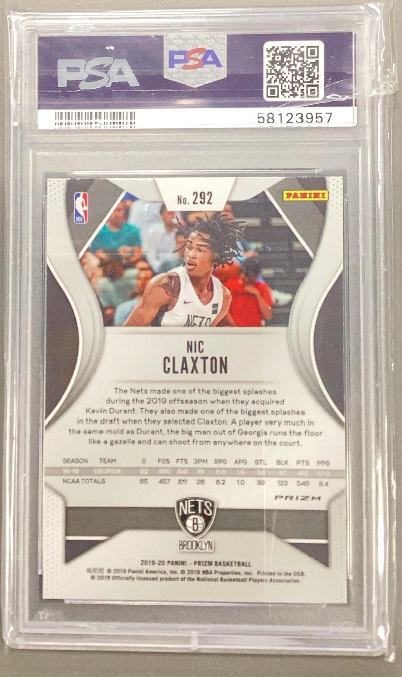 2019 Panini Prizm 292 Nic Claxton Red/white/blue Prizm PSA 9