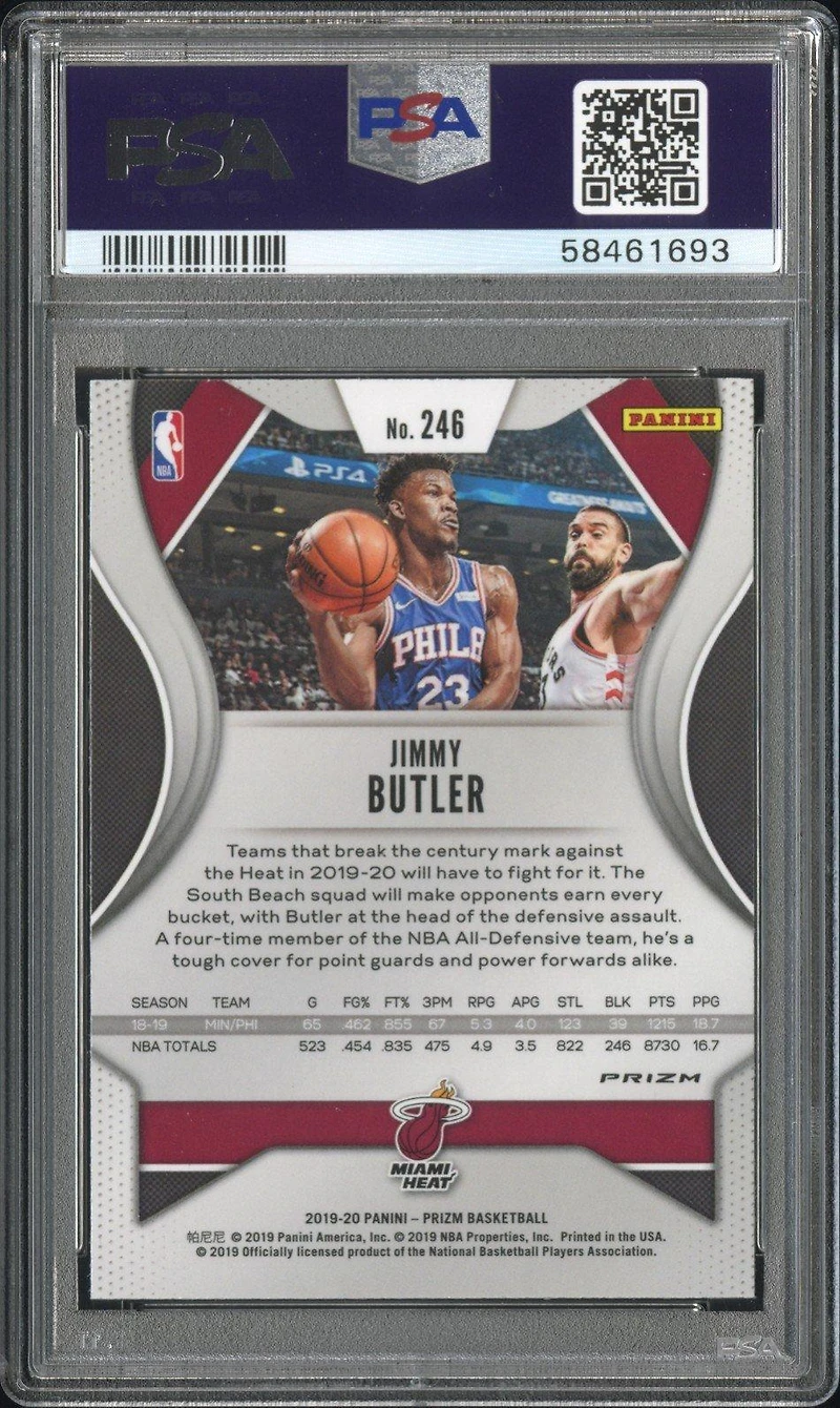 2019 Panini Prizm 246 Jimmy Butler Choice Prizm-tiger Stripe PSA 9