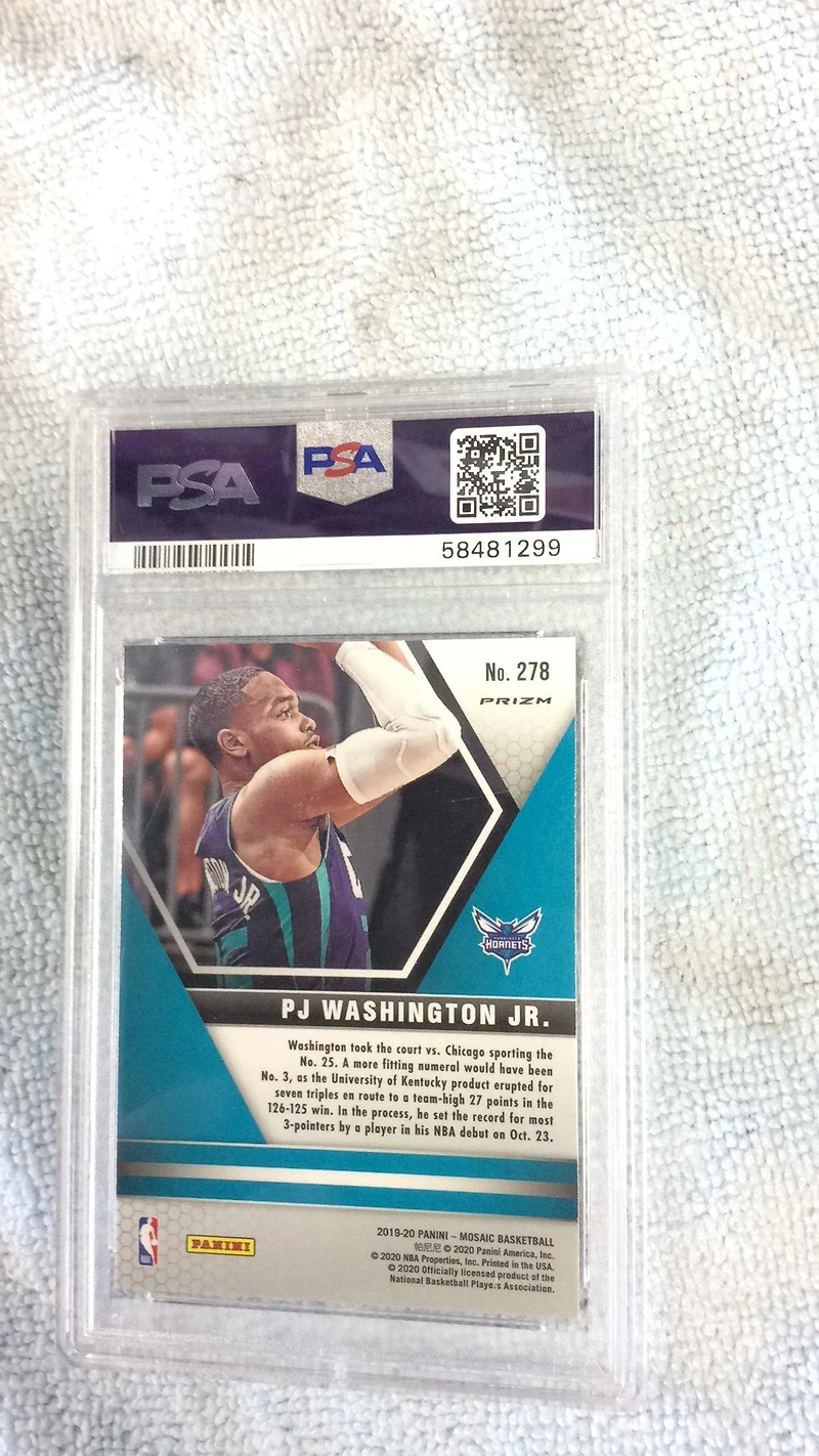 2019 Panini Mosaic 278 Pj Washington Jr. Reactive Blue PSA 10