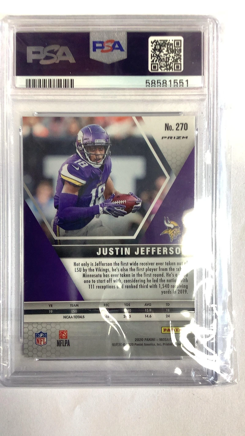 2020 Panini Mosaic 270 Justin Jefferson Camo Pink PSA 10