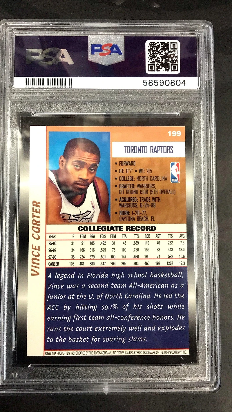 1998 Topps 199 Vince Carter PSA 9