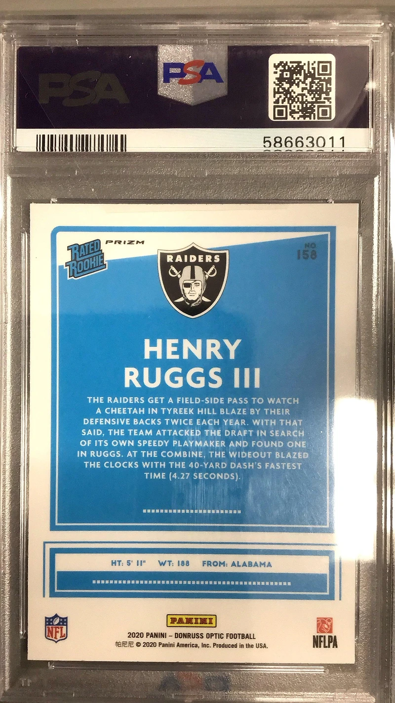 2020 Panini Donruss Optic 158 Henry Ruggs Iii Holo PSA 10