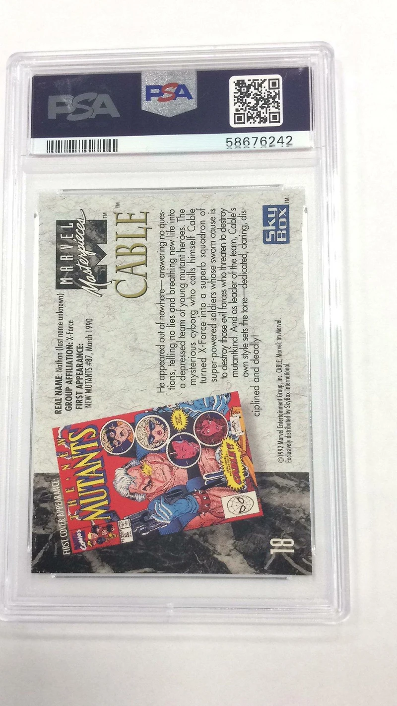 1992 Marvel Masterpieces 18 Cable PSA 9