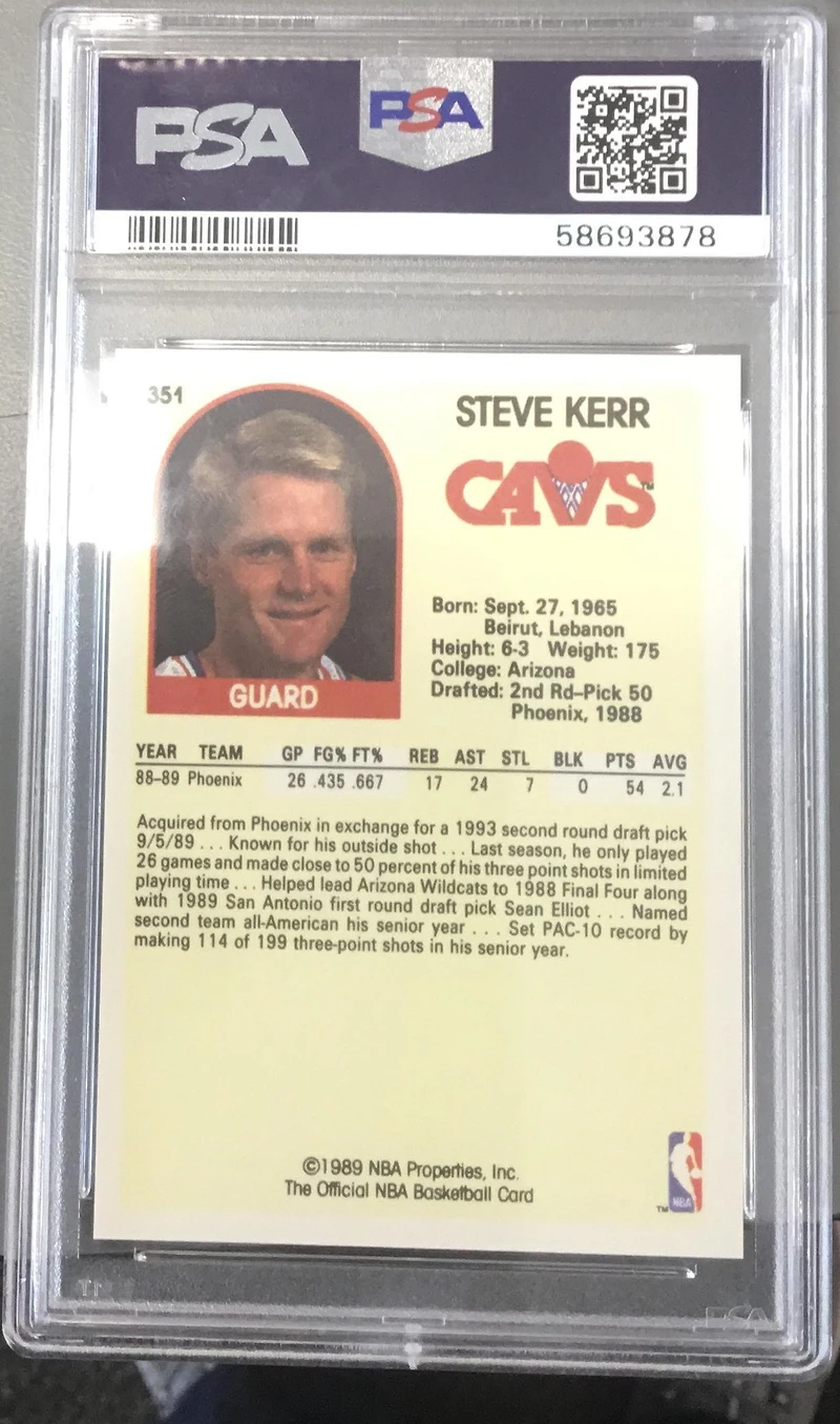 1989 Hoops 351 Steve Kerr PSA 10