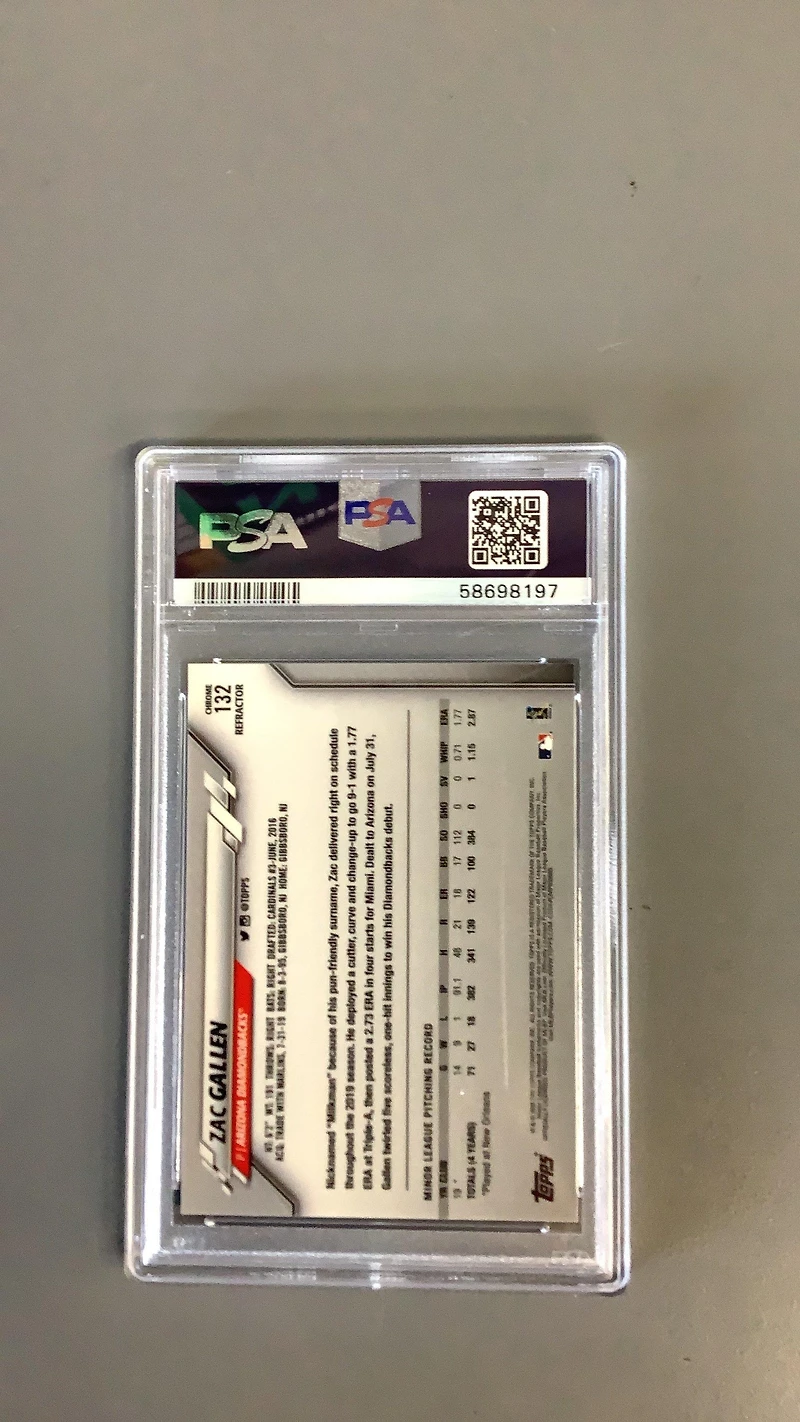 2020 Topps Chrome 132 Zac Gallen Pink Refractor PSA 10