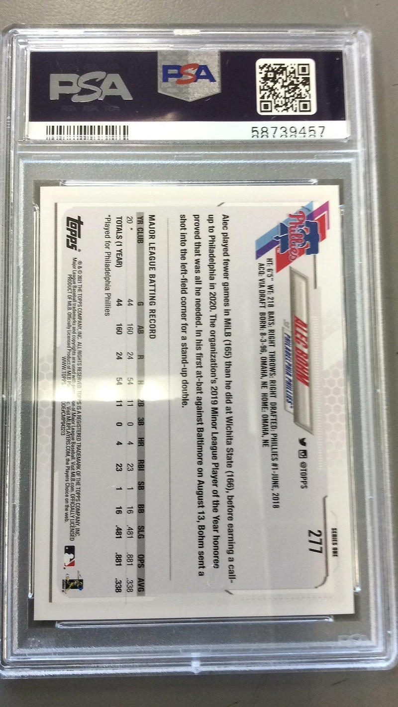 2021 Topps 277 Alec Bohm PSA 10