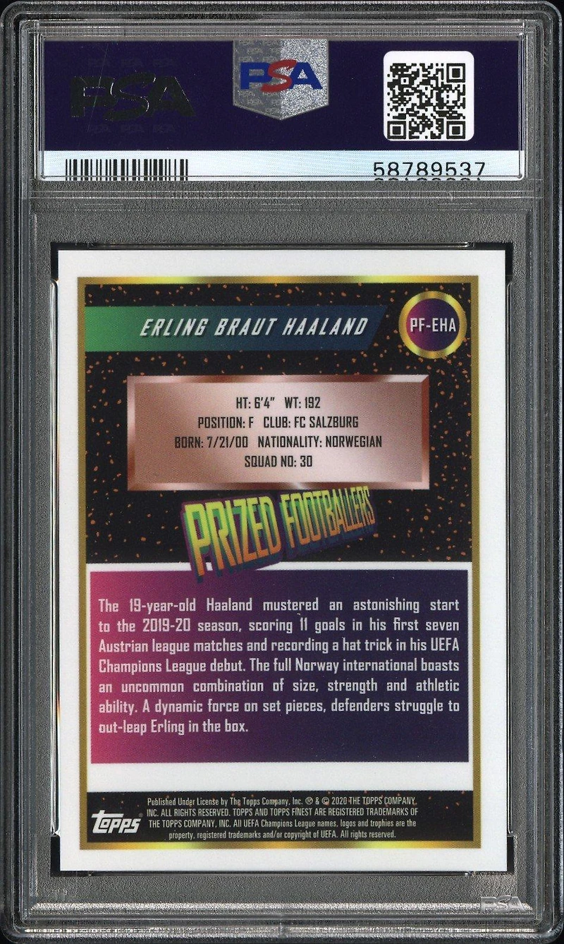 2019 Finest Uefa Champions League Prized Footballers Pfeha Erling Braut Haaland PSA 9