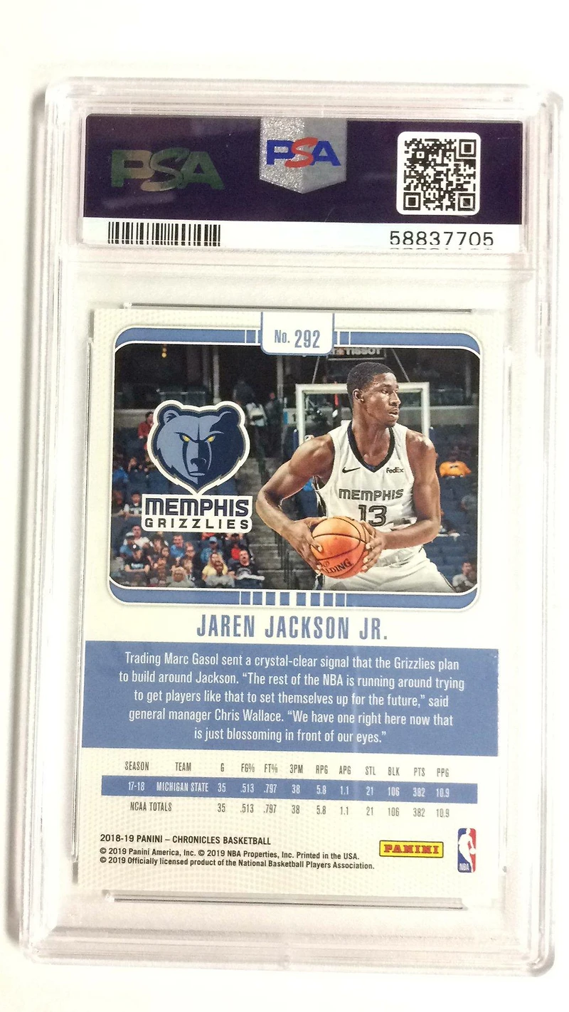 2018 Panini Chronicles 292 Jaren Jackson Jr. PSA 10