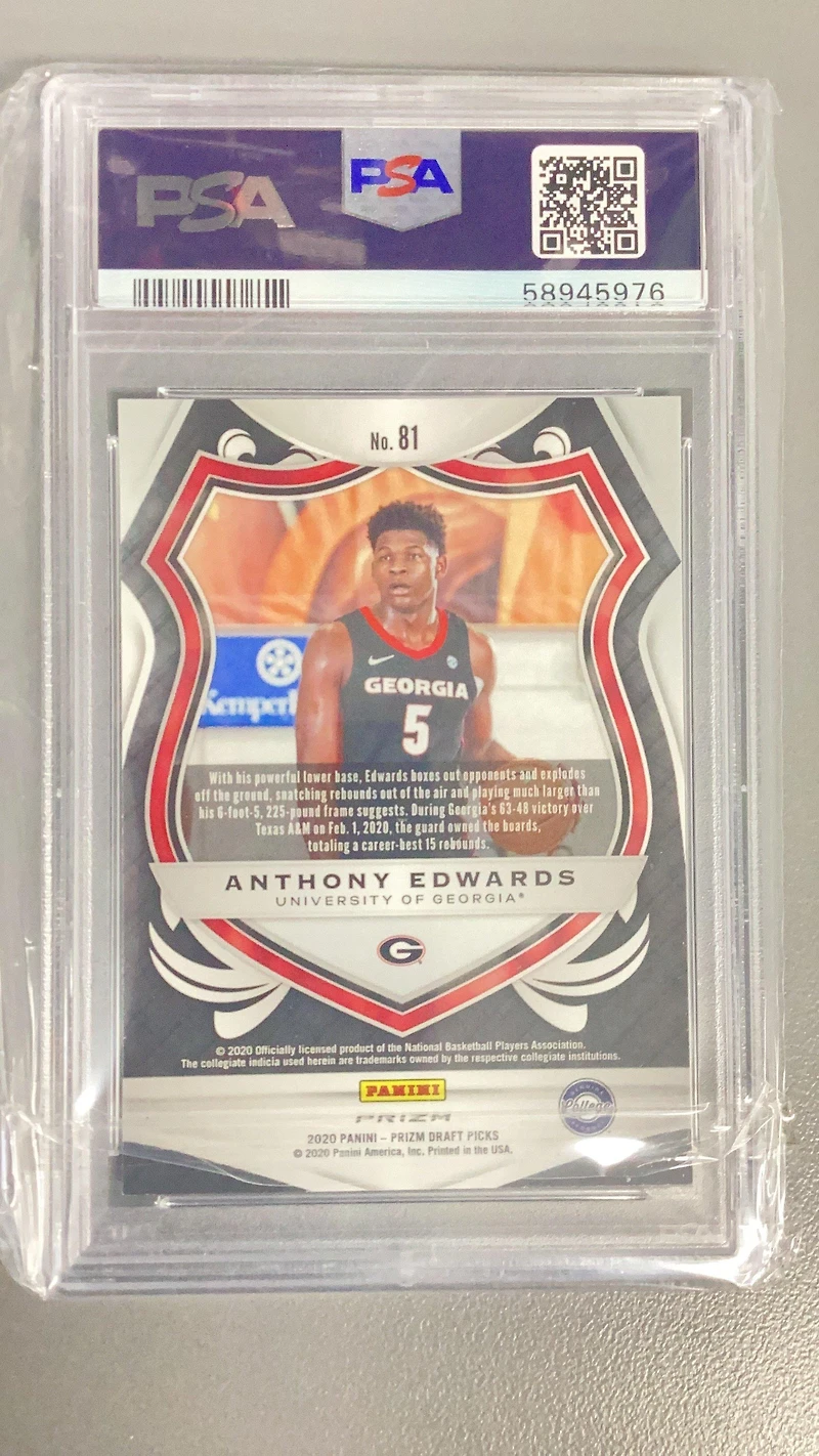 2020 Panini Prizm Draft Picks 81 Anthony Edwards PSA 9
