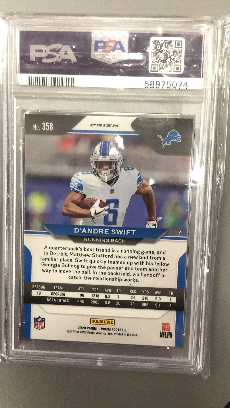 2020 Panini Prizm 358 D'andre Swift Silver Prizm PSA
