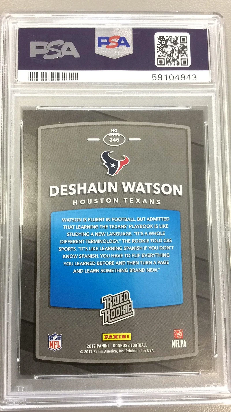2017 Panini Donruss 345 Deshaun Watson PSA 8