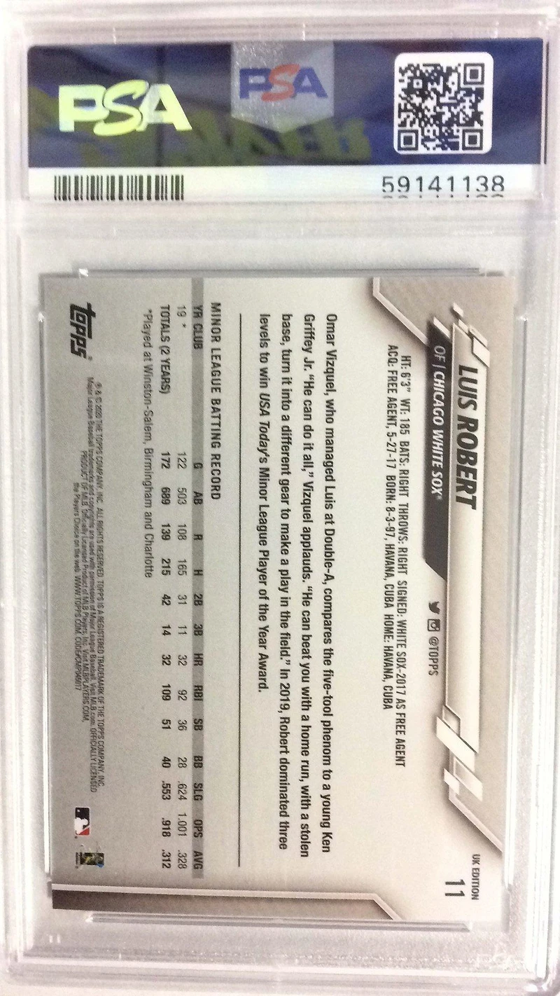 2020 Topps Uk Edition 11 Luis Robert PSA 9