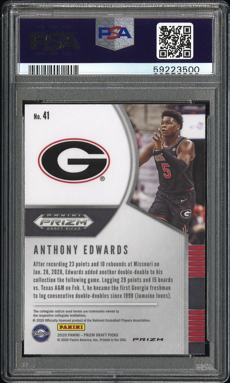 2020 Panini Prizm Draft Picks 41 Anthony Edwards Ruby Wave PSA 10