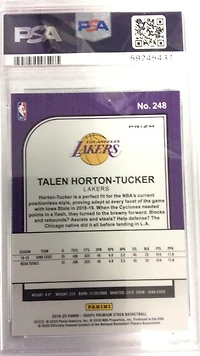 2019 Panini Hoops Premium Stock 248 Talen Horton-tucker Green Prizm PSA 10