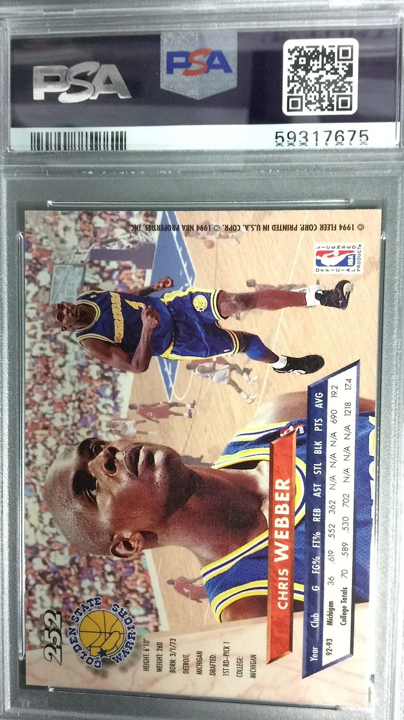 1993 Ultra 252 Chris Webber PSA 9