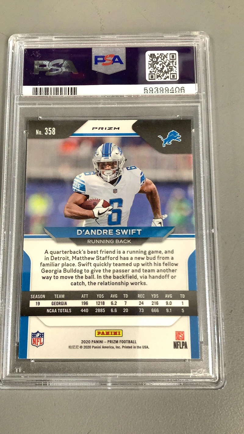 2020 Panini Prizm 358 D'andre Swift Silver Prizm PSA 10