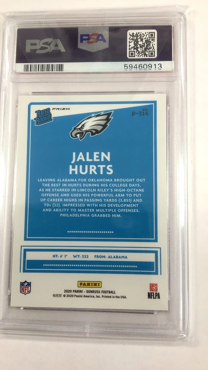 2020 Panini Donruss P314 Jalen Hurts PSA 10