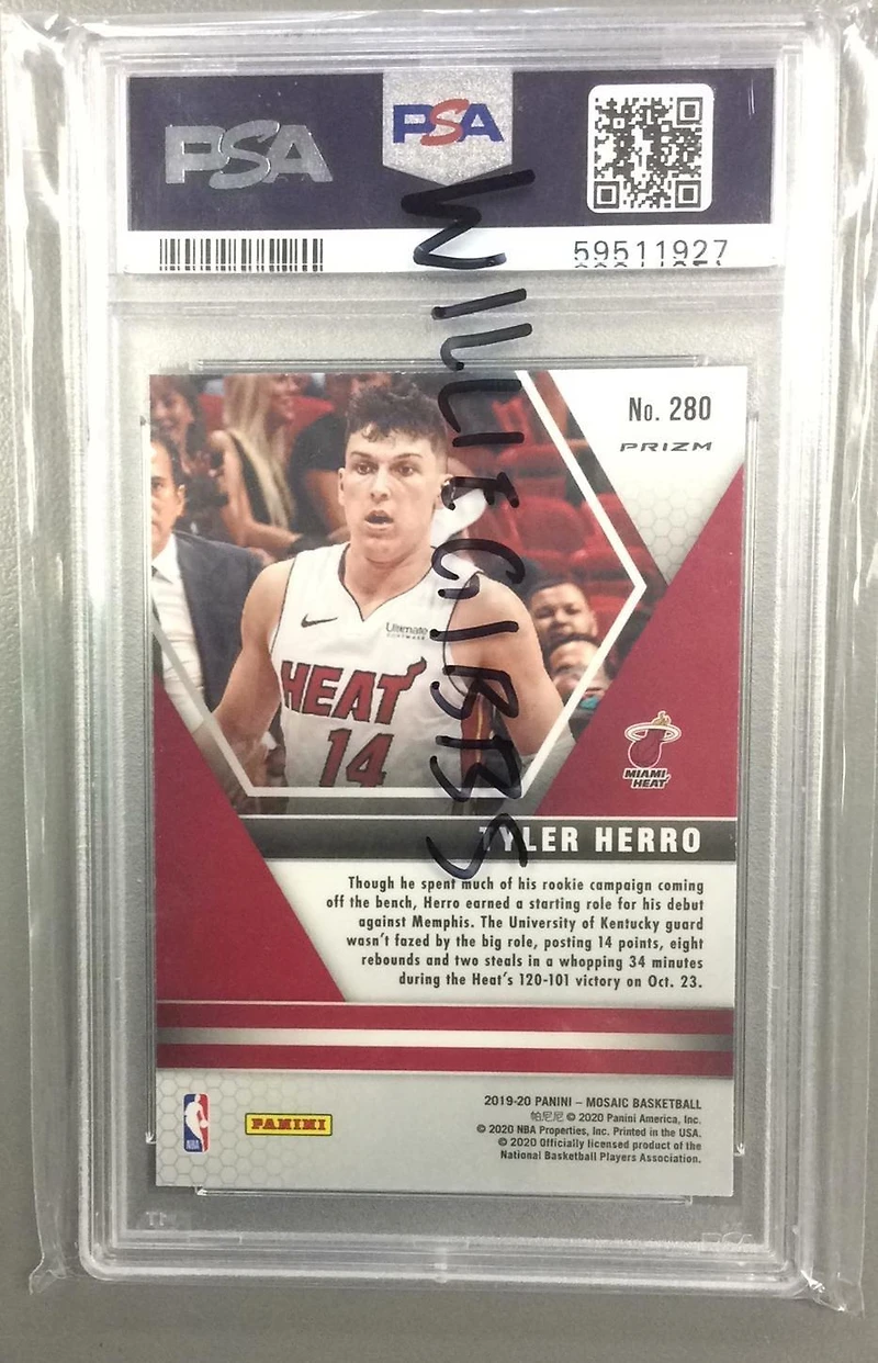 2019 Panini Mosaic 280 Tyler Herro Pink Camo PSA 10