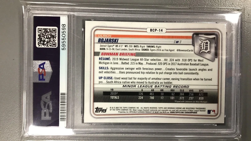 2020 Bowman Chrome Prospects Bcp14 Ulrich Bojarski PSA 9