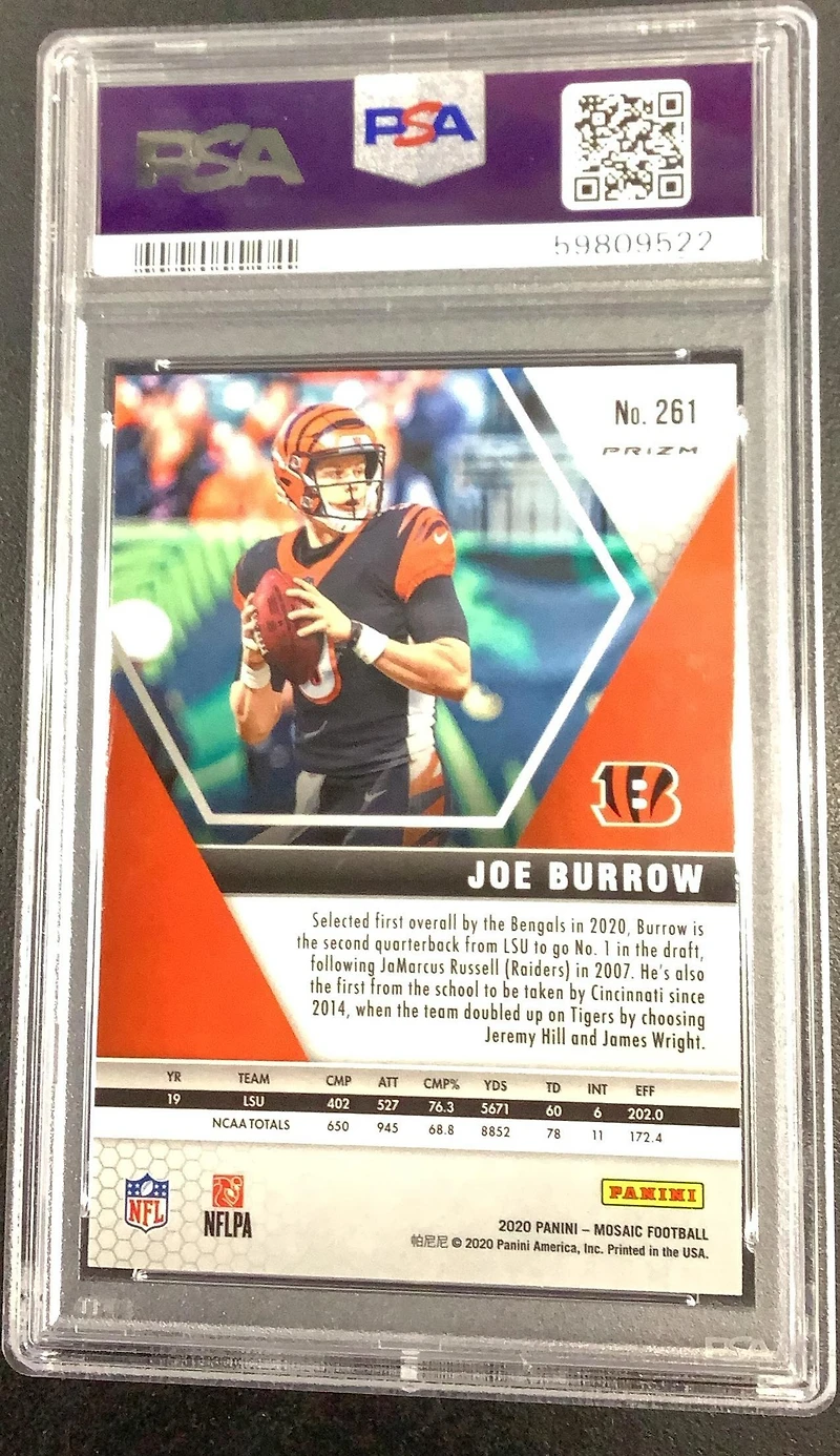 2020 Panini Mosaic Joe Burrow Reactive Orange PSA