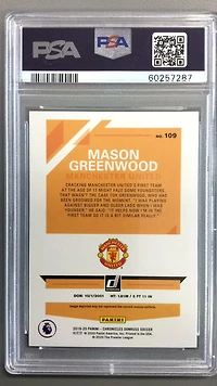 2019 Panini Chronicles 109 Mason Greenwood Donruss Premier League PSA 9