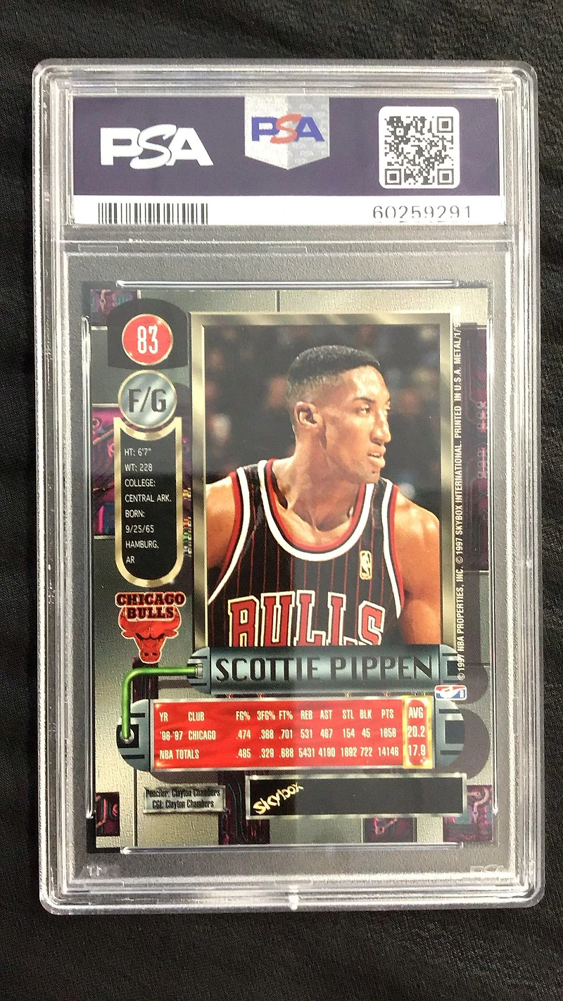 1997 Metal Universe 83 Scottie Pippen PSA 8