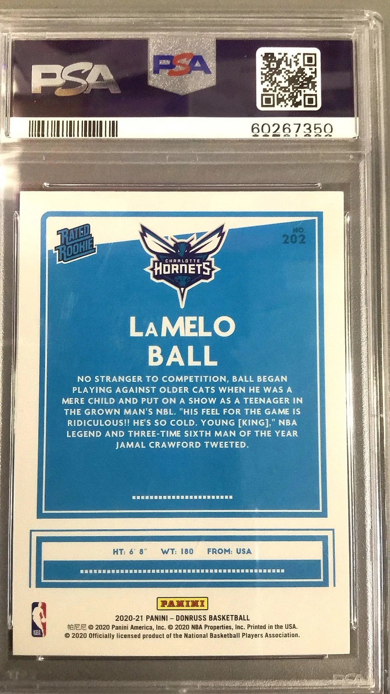 2020 Panini Donruss 202 Lamelo Ball PSA 10