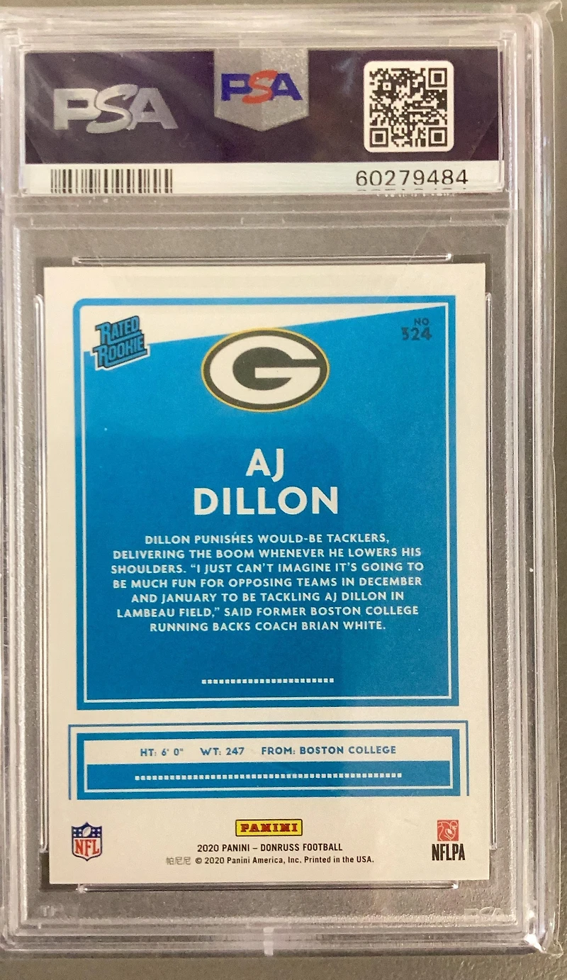 2020 Panini Donruss 324 Aj Dillon PSA 10