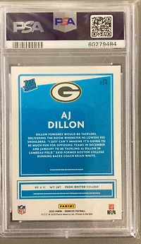 2020 Panini Donruss 324 Aj Dillon PSA 10