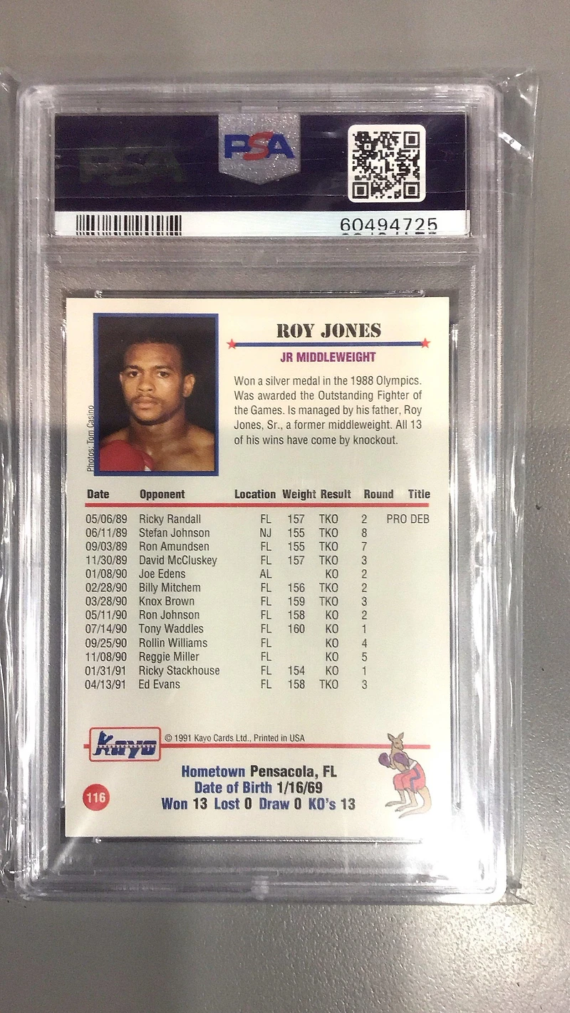 1991 Kayo 116 Roy Jones PSA 9