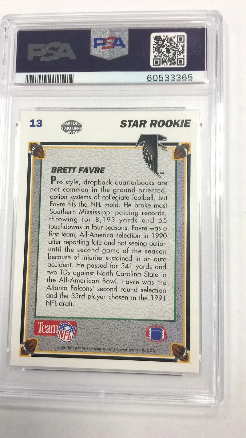 1991 Upper Deck 13 Brett Favre PSA 8