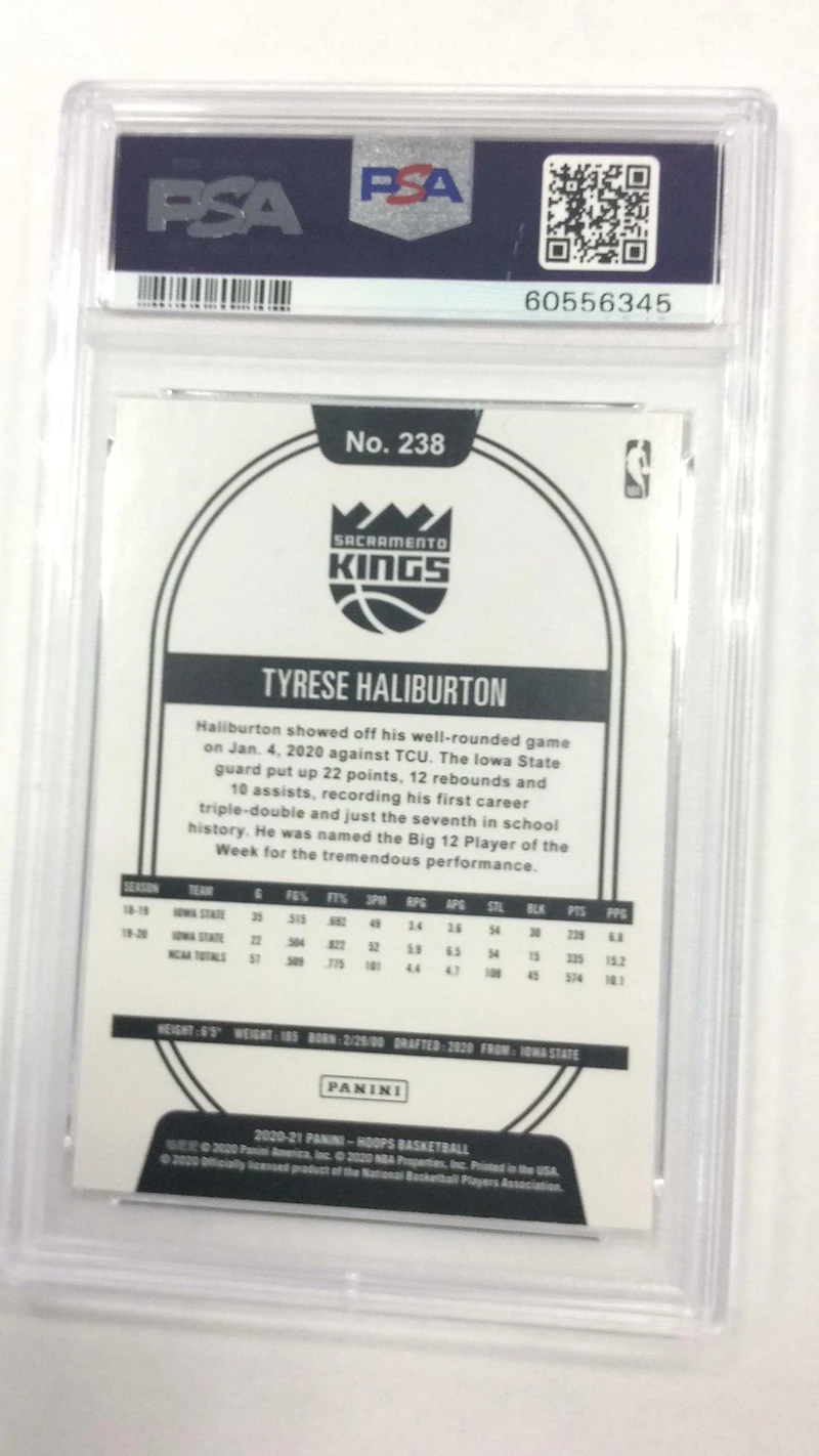 2020 Panini Hoops 238 Tyrese Haliburton PSA 9