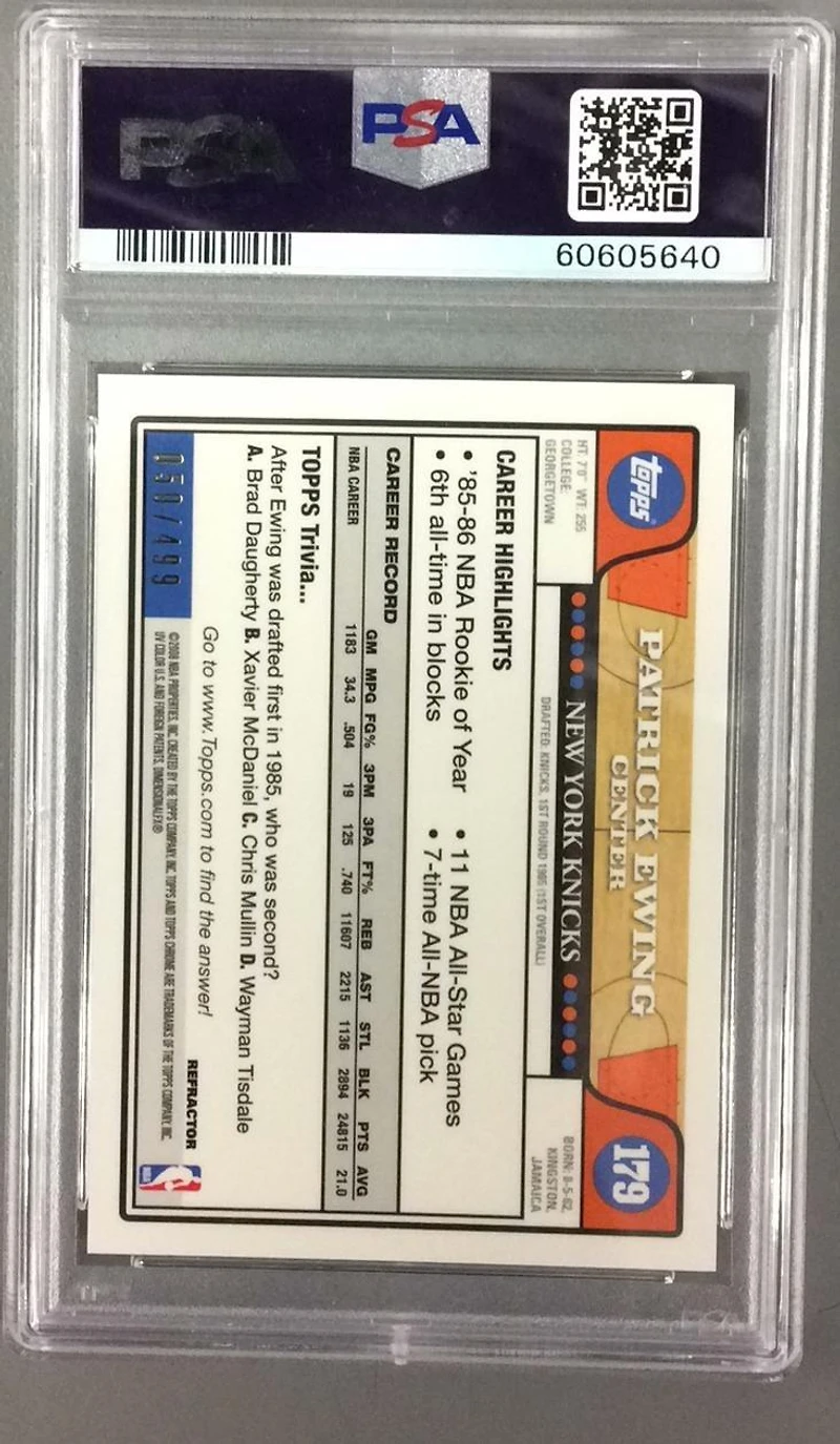 2008 Topps Chrome 214 Patrick Ewing Jr. Orange Refractor PSA 10