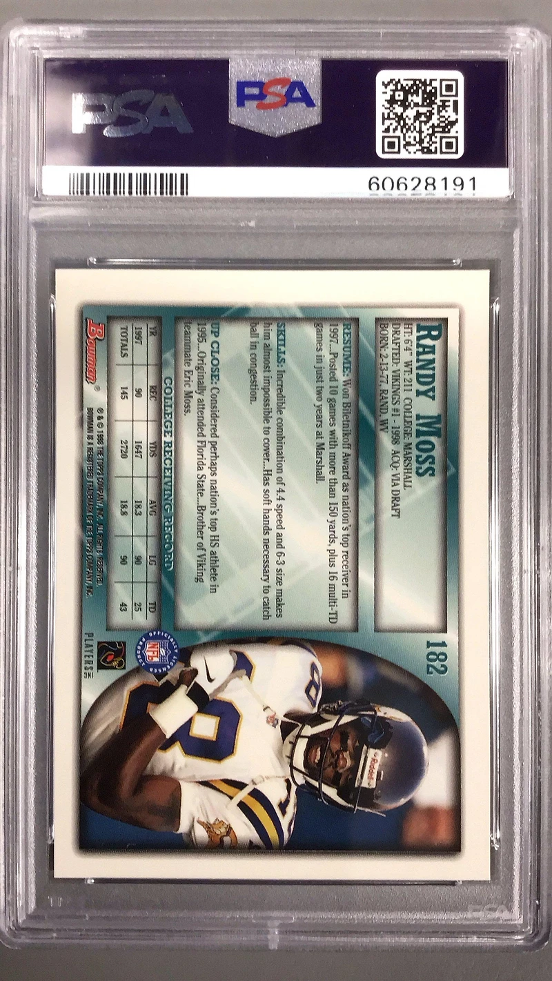1998 Bowman 182 Randy Moss PSA