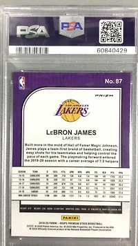 2019 Panini Hoops Premium Stock 87 Lebron James Silver Laser PSA 10