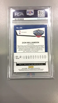2019 Panini Hoops Premium Stock 296 Zion Williamson Silver Laser PSA 10