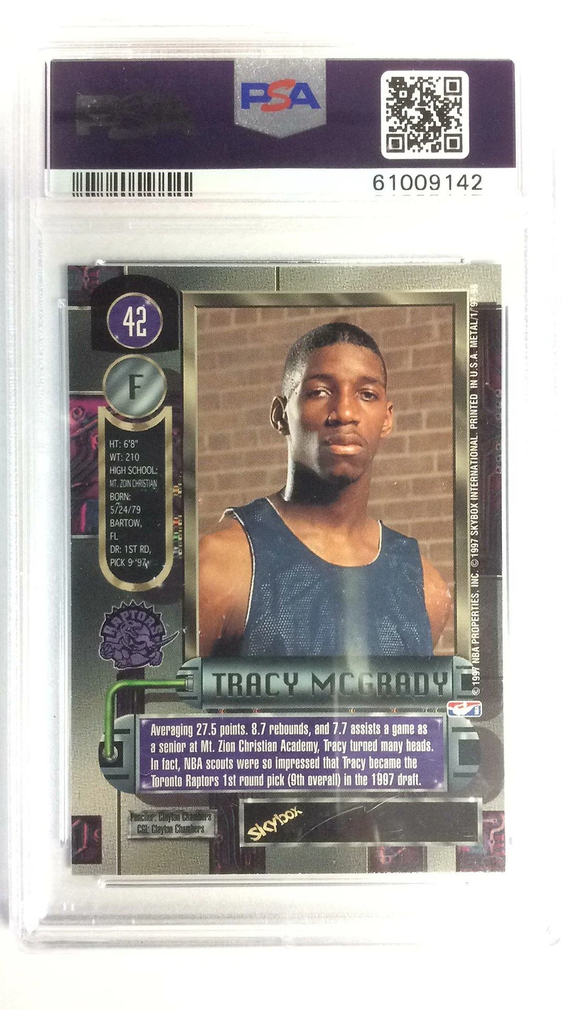1997 Metal Universe 42 Tracy Mcgrady PSA 9
