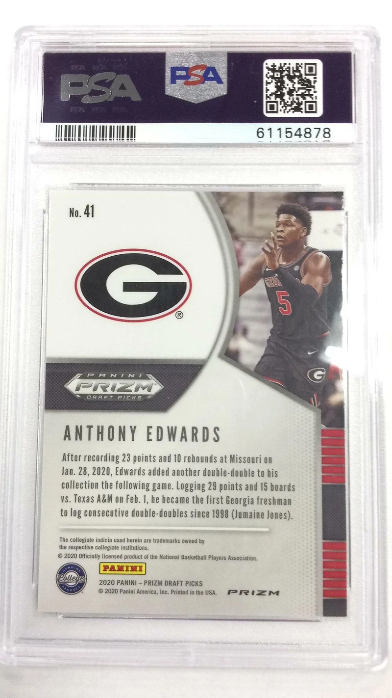 2020 Panini Prizm Draft Picks 41 Anthony Edwards Pink Ice PSA 10