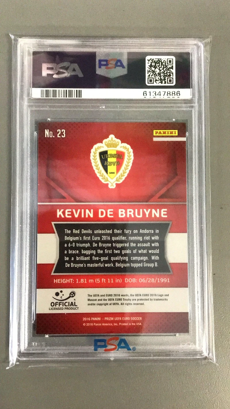 2016 Panini Prizm Uefa 23 Kevin De Bruyne PSA 9