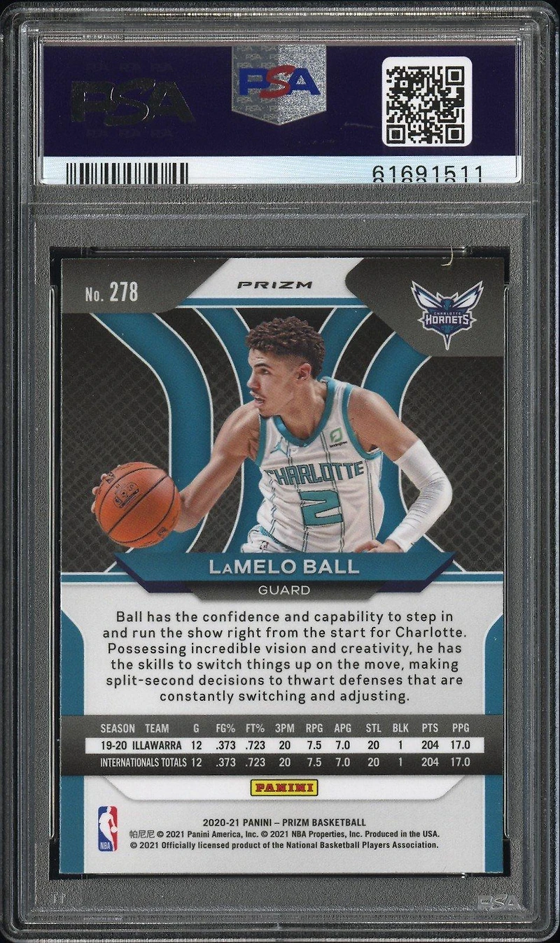 2020 Panini Prizm 278 Lamelo Ball Orange Ice PSA